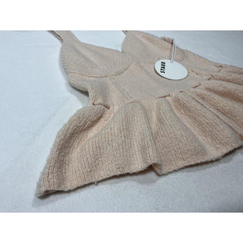 STAUD Coco Top Petal Pink Knit Peplum Tank NWT $230 Retail Size S - Picture 3 of 14